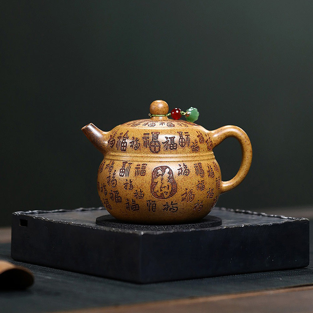 Dragon Bone Gold Sand Fu Gourd Teapot