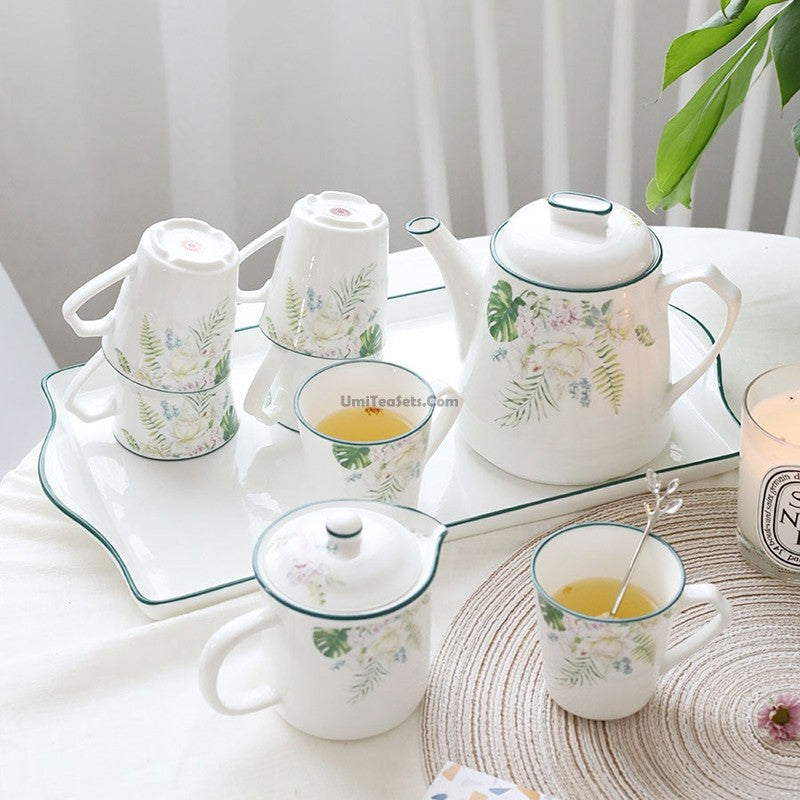 Modern Style Tea Set With Shelf