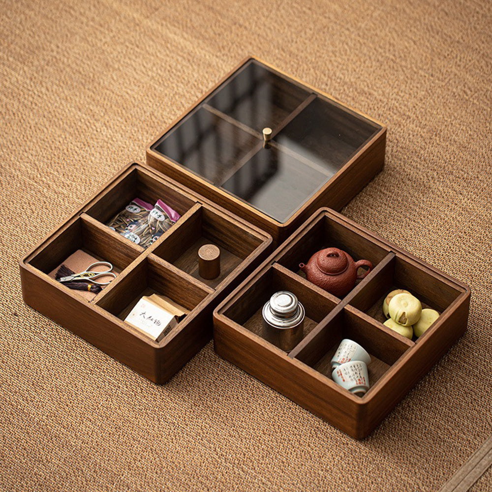 Walnut Partition Solid Wood Storage Box