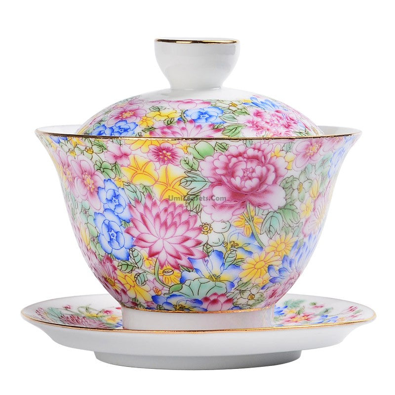 Enamel Porcelain Flowers Gaiwan