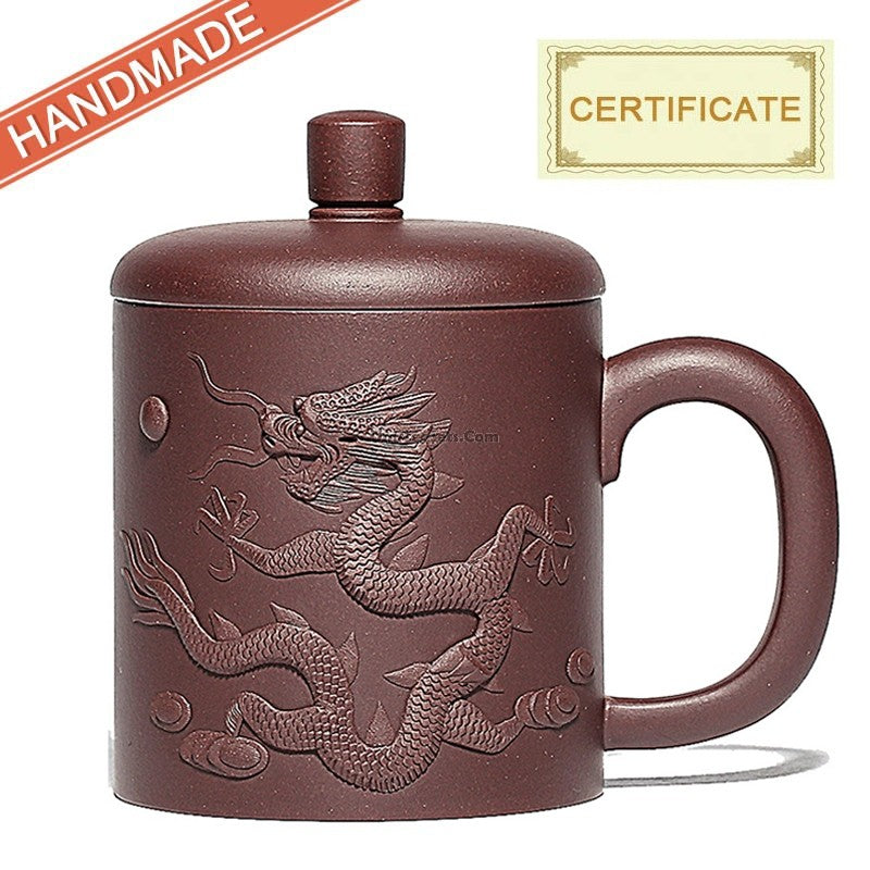 Yixing Purple Clay Carved Dragon Tea Cup