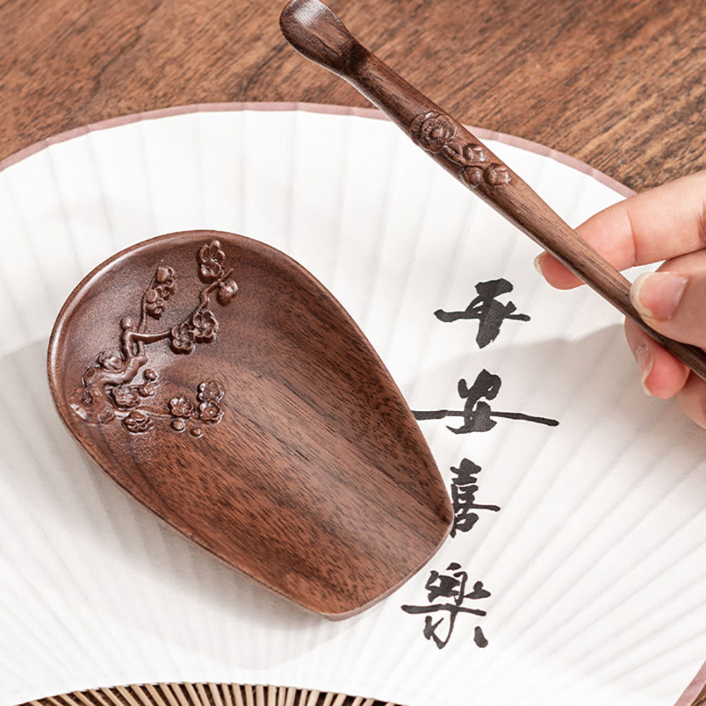 Walnut Wood Cha He With Tea Needle