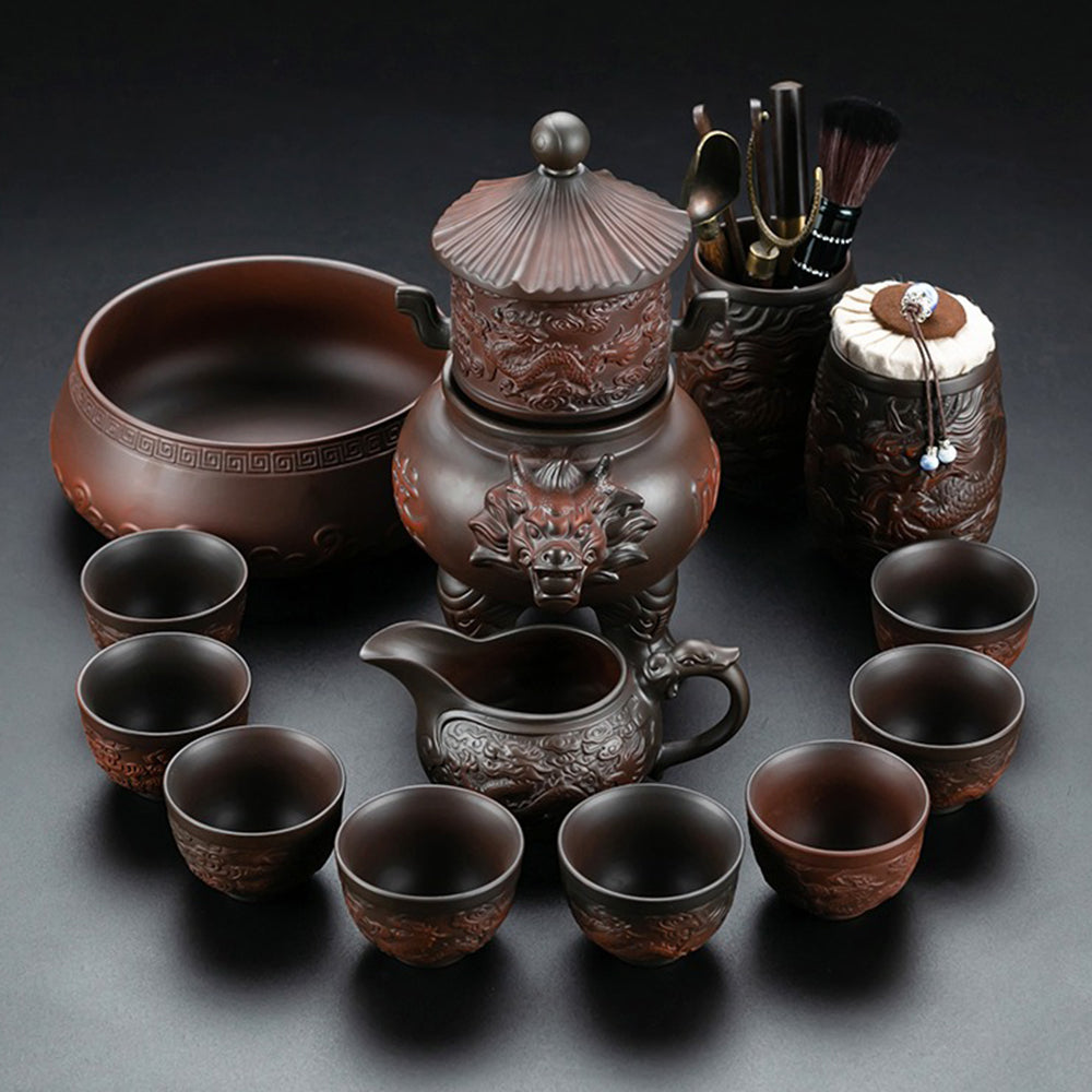 Purple Pottery Dragon Automatic Tea Set