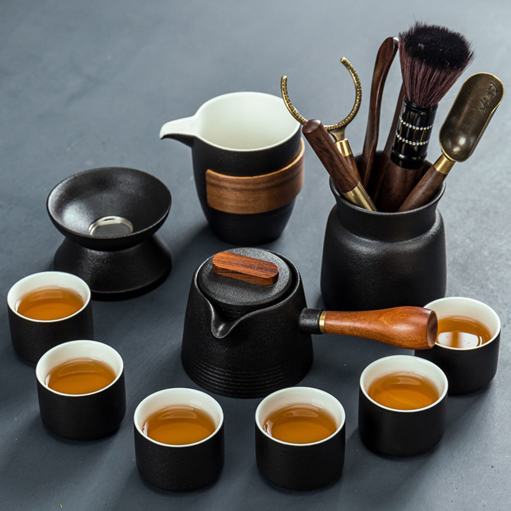 Japanese Black Pottery Kung Fu Tea Set