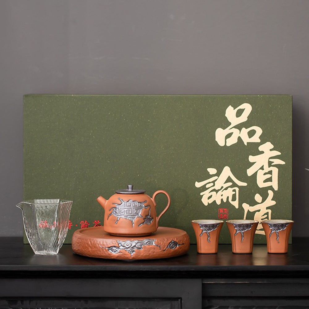 Japanese Auspicious Clouds Pottery Tea Set