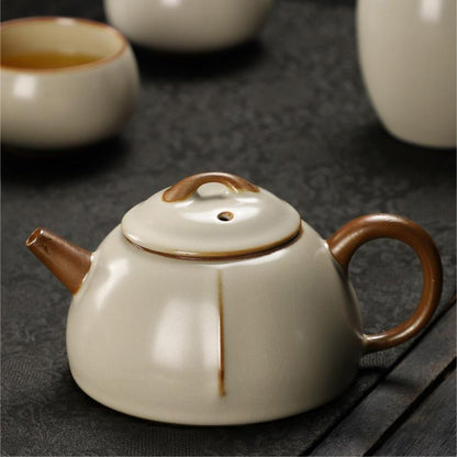 Yellow Ruyao Tea Set With Black Stone Tea Tray