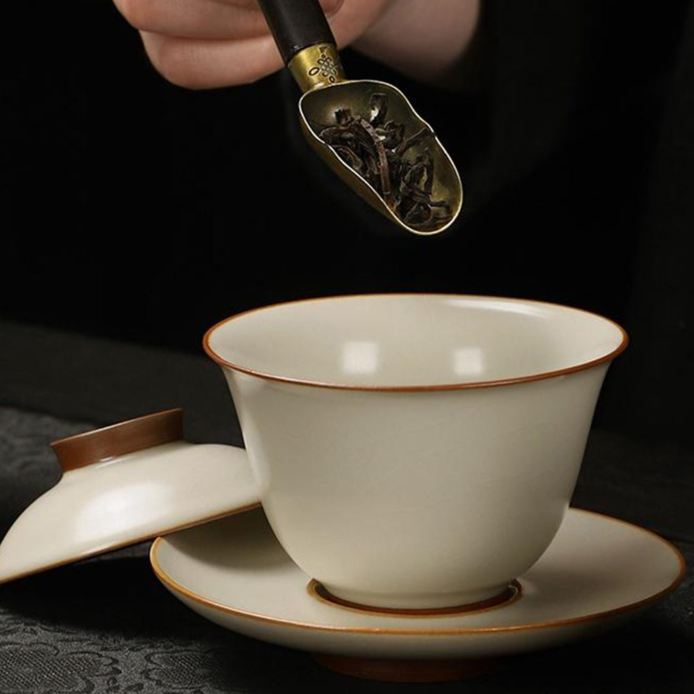 Yellow Ruyao Tea Set With Black Stone Tea Tray