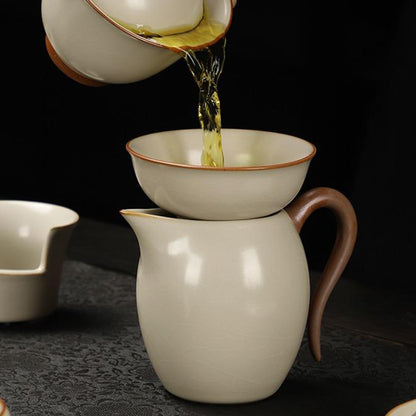 Yellow Ruyao Tea Set With Black Stone Tea Tray