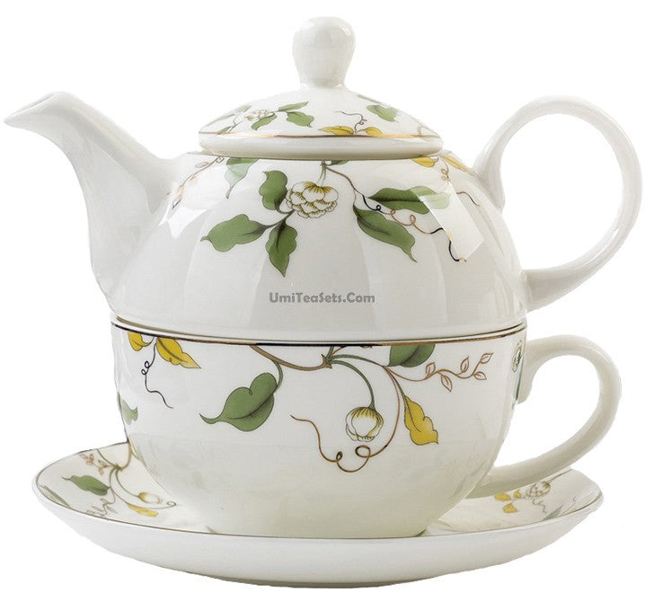 Floral Leaf Bone China Tea For One Set