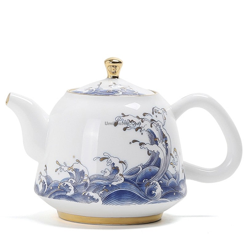 Chinese Sea Wave Teapot With Golden Rims – Umi Tea Sets