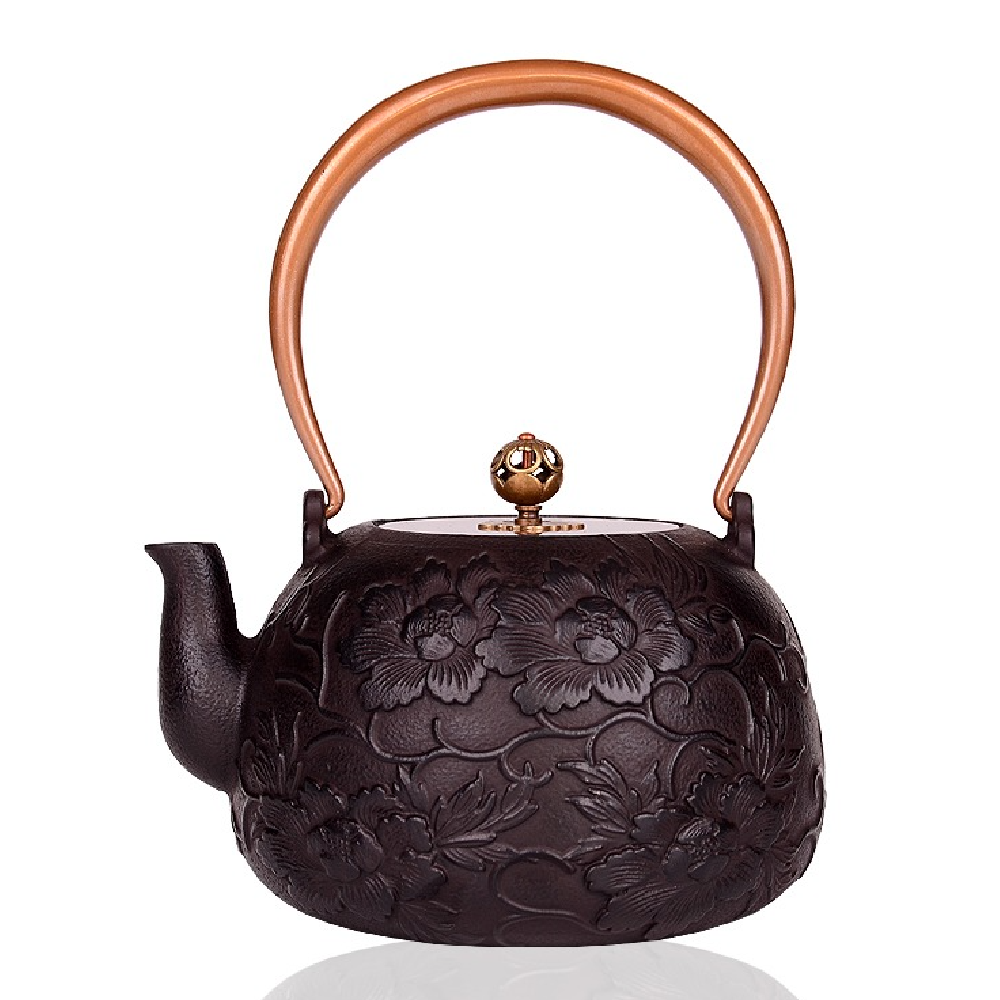 Cast Iron Peony Flower Teapot